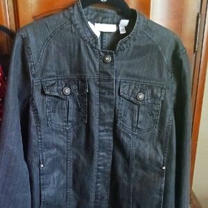 Chico's Black Denim Jacket, Size 1.